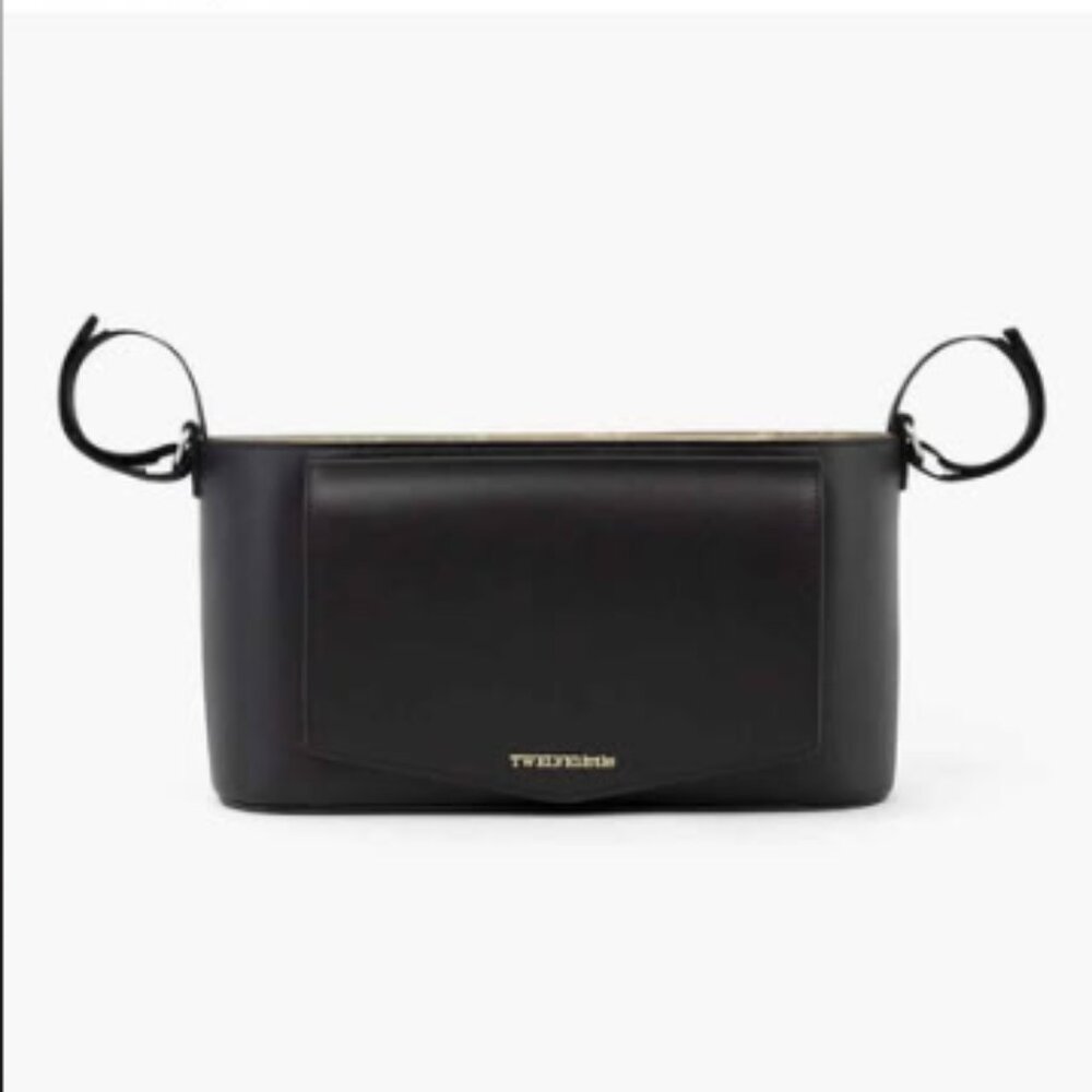 TWELEVElittle Peek-A-Boo Vegan Leather Stroller Caddy in Black